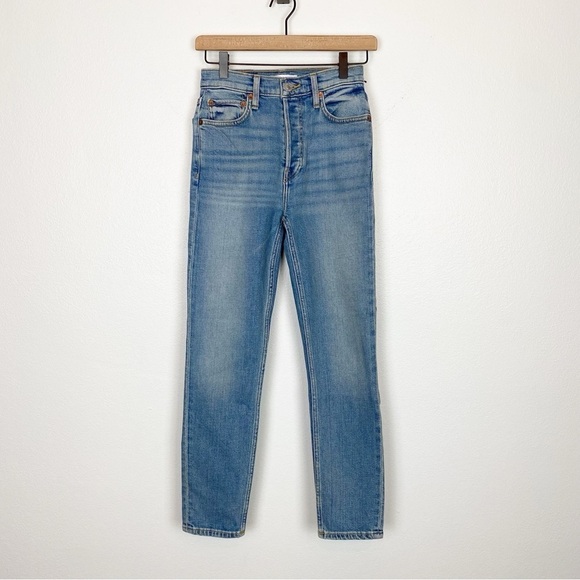 RE/DONE High-Rise Ankle Crop Jeans in Hazey Indigo - Picture 7 of 10